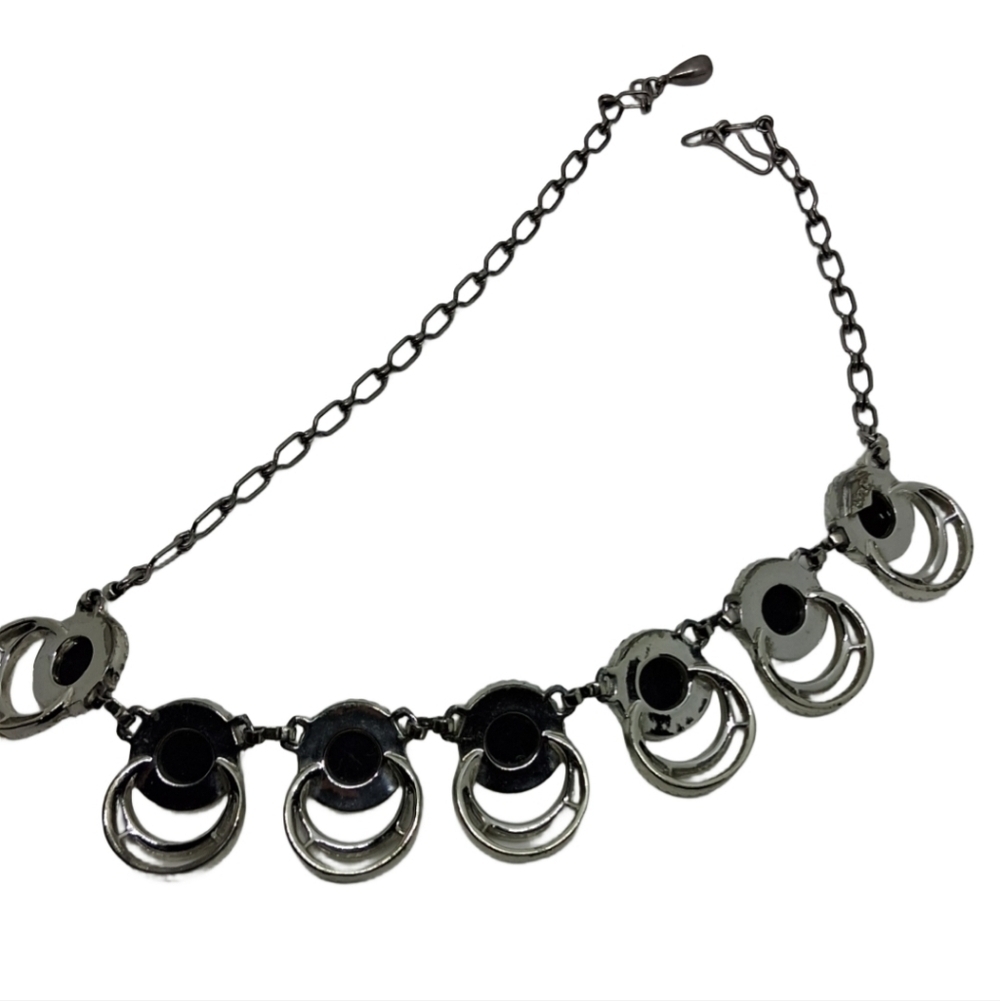 🖤 1959 Sarah Coventry "Bold and Beautiful" Black Cabochon Choker Necklace - Picture 7 of 8